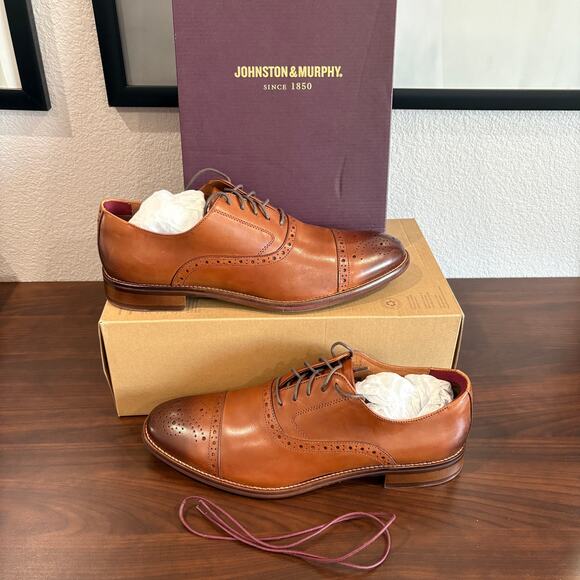 Johnston & Murphy Conard 2.0 Cap Toe Men's Shoe Tan Full Grain size 12M - Picture 1 of 6